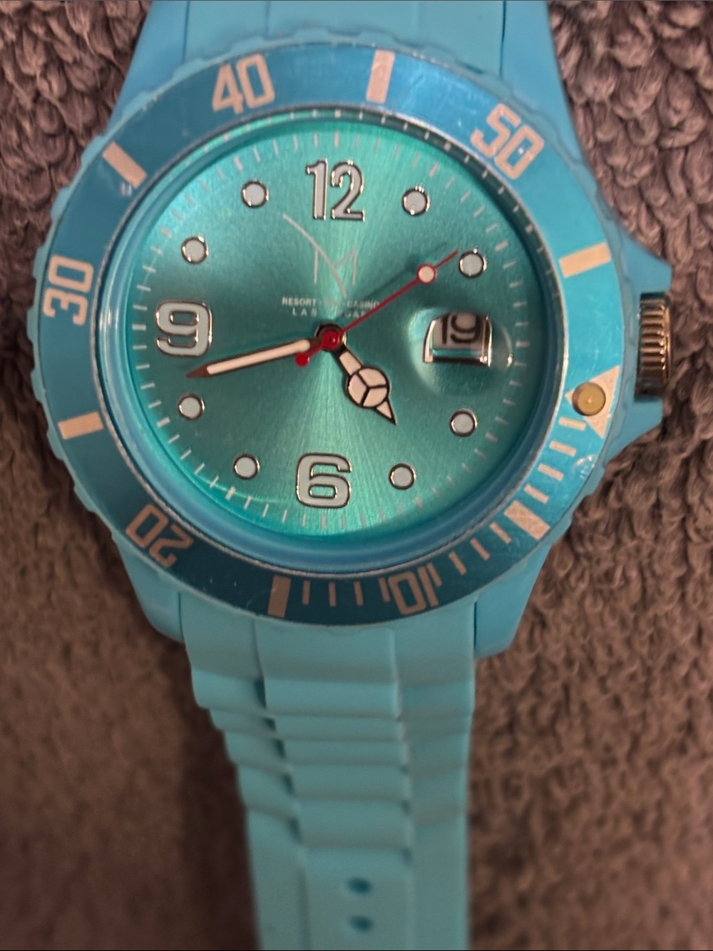 Men's Aqua Silicone Sport Watch with Date Window